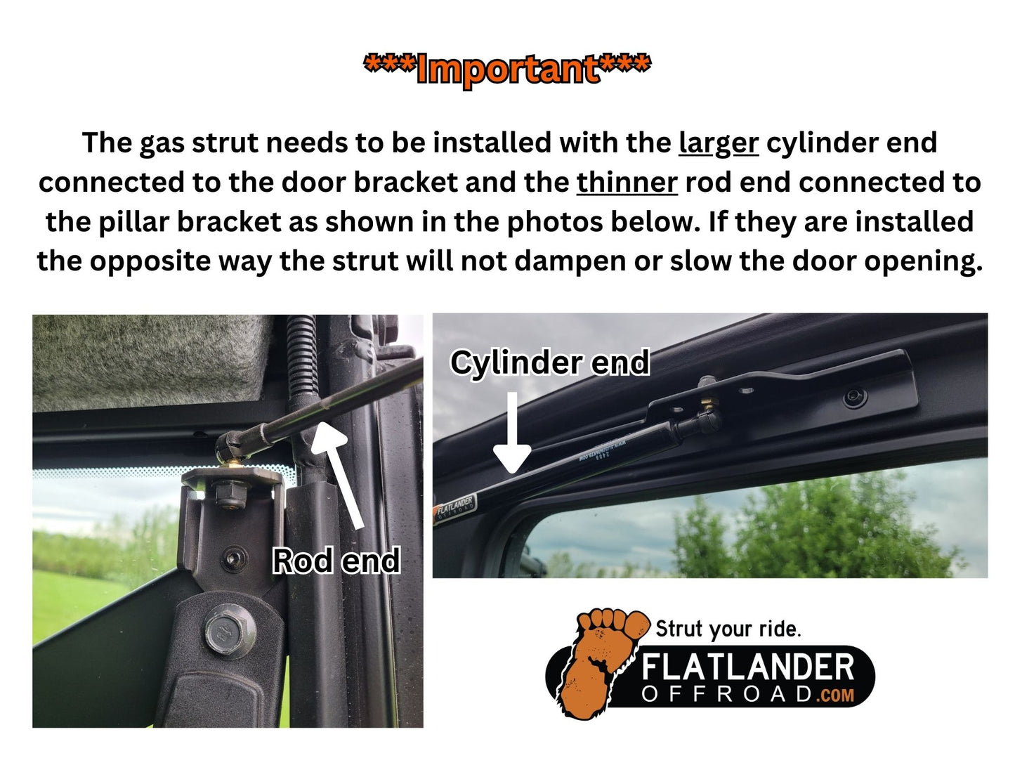 Rear Door Only Strut Kit for 2019-2026 Polaris Ranger 1000 and XP1000